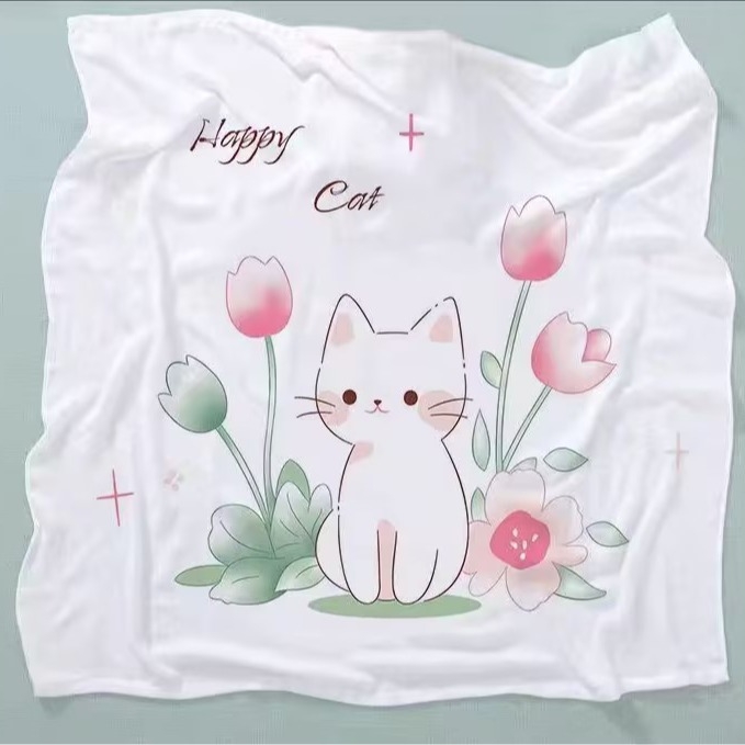 Бебешка кърпа за баня от бамбук памук-марля, двойнослойна, с карикатурен принт, тегло 200–300 г, прежда 40, персонализируема