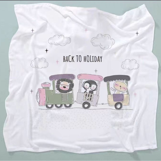 Бебешка кърпа за баня от бамбук памук-марля, двойнослойна, с карикатурен принт, тегло 200–300 г, прежда 40, персонализируема