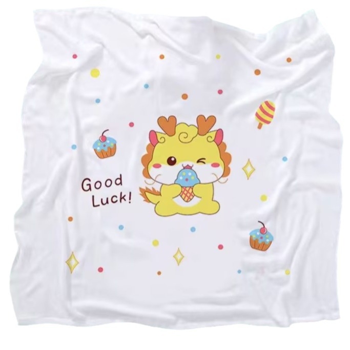 Бебешка кърпа за баня от бамбук памук-марля, двойнослойна, с карикатурен принт, тегло 200–300 г, прежда 40, персонализируема