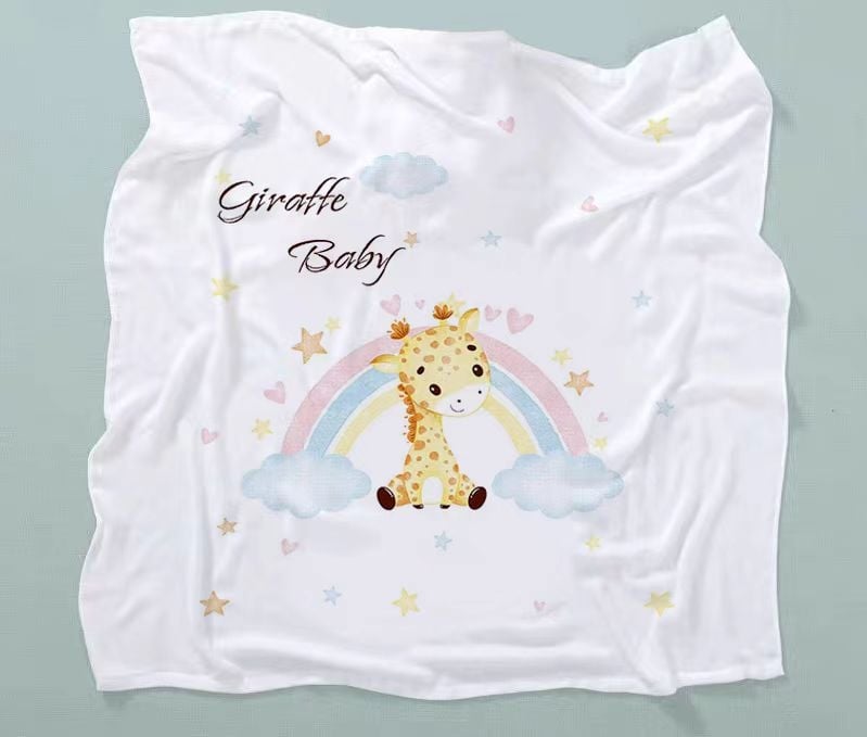 Бебешка кърпа за баня от бамбук памук-марля, двойнослойна, с карикатурен принт, тегло 200–300 г, прежда 40, персонализируема