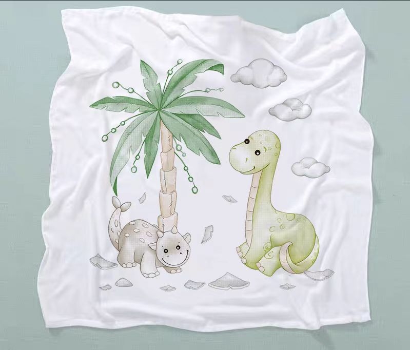 Бебешка кърпа за баня от бамбук памук-марля, двойнослойна, с карикатурен принт, тегло 200–300 г, прежда 40, персонализируема