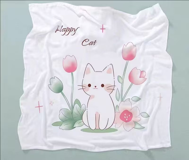 Бебешка кърпа за баня от бамбук памук-марля, двойнослойна, с карикатурен принт, тегло 200–300 г, прежда 40, персонализируема