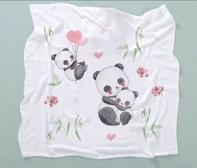 Бебешка кърпа за баня от бамбук памук-марля, двойнослойна, с карикатурен принт, тегло 200–300 г, прежда 40, персонализируема