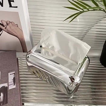 Elektroplatinirana kutija za maramice — plastična konstrukcija, moderni minimalistički stil, višenamjenska, pogodna za auto, dnevnu sobu i kupaonicu