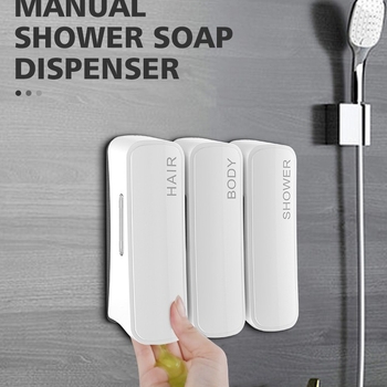 Dispenser de săpun pentru baie cu mai multe compartimente - acționare manuală, stil modern minimalist, plastic, Wisekleen