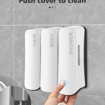 Dispenser de săpun pentru baie cu mai multe compartimente - acționare manuală, stil modern minimalist, plastic, Wisekleen