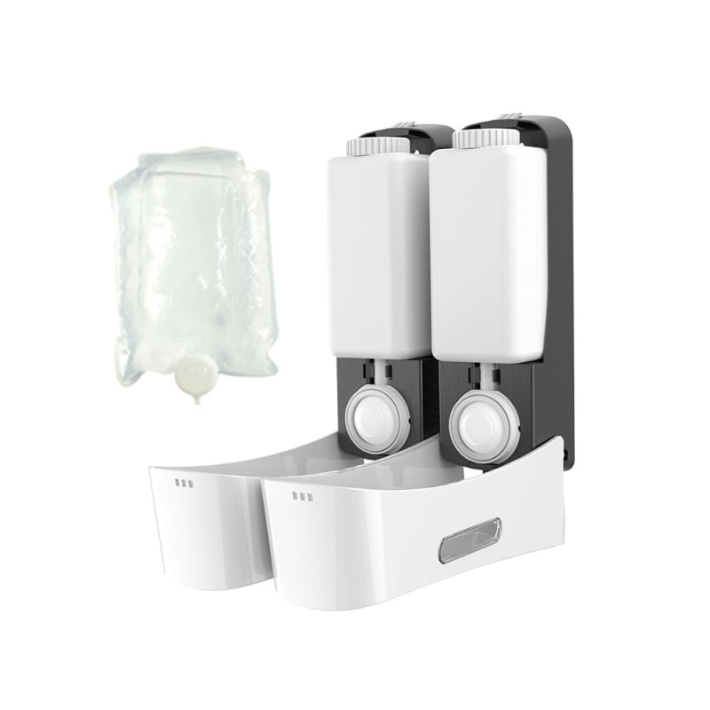 Dispenser de săpun pentru baie cu mai multe compartimente - acționare manuală, stil modern minimalist, plastic, Wisekleen