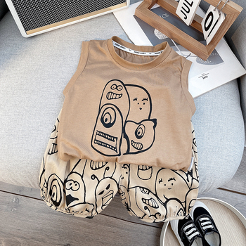 Moier pamut gyerekeknek készült kétrészes öltöny - rövid ujjú felső, rövid szárú nadrág, uniszex, tavasz 2025