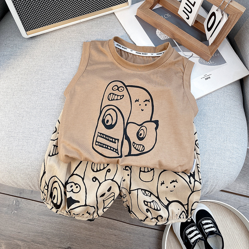 Moier pamut gyerekeknek készült kétrészes öltöny - rövid ujjú felső, rövid szárú nadrág, uniszex, tavasz 2025