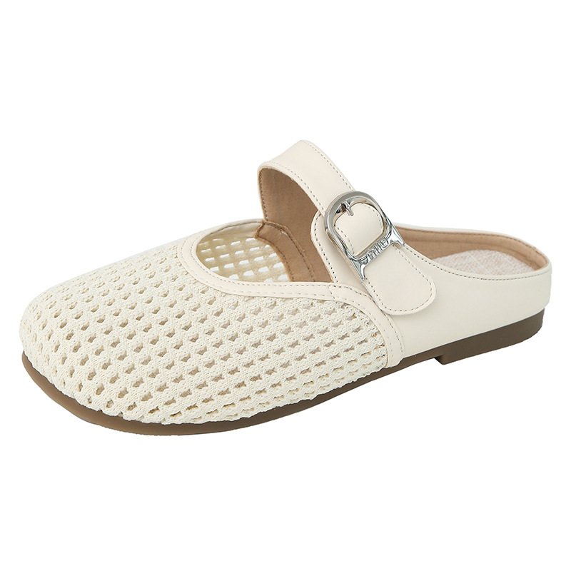 Ženske Mary Jane ravne sandale s mrežastim gornjim dijelom, Slip-On, prozračne, gumeni potplat, ravni đon