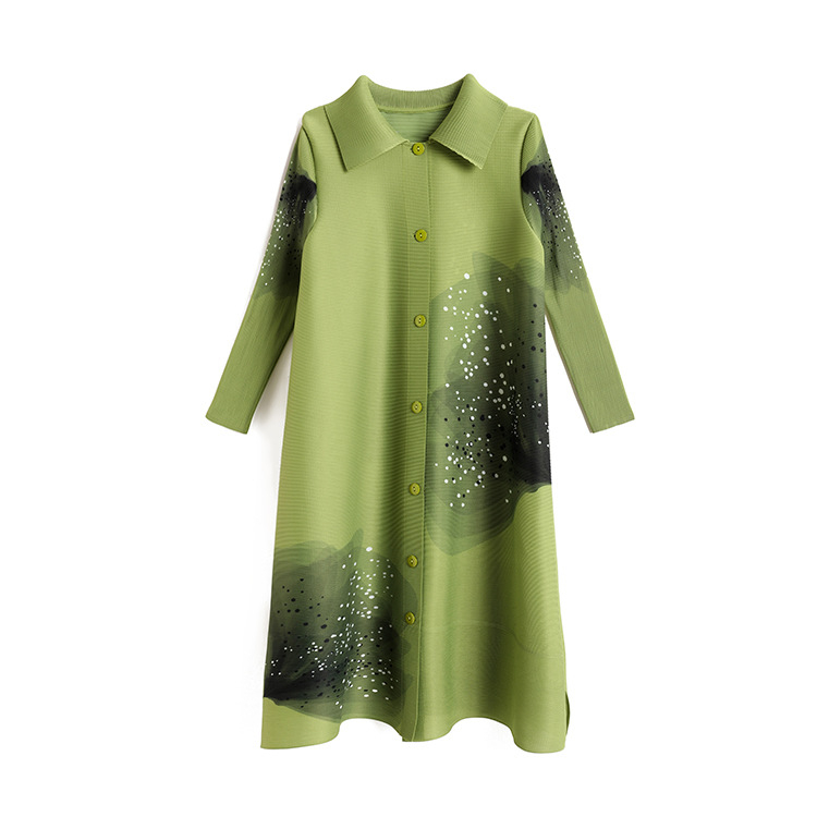 Дълго дамско палто: полиестер, 3D ефект на шарка, дължина 80–100 см, ръкав 3/4, еднобортно закопчаване