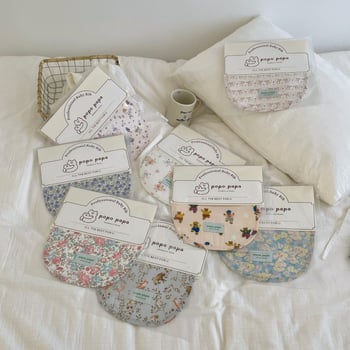 Popo Papa παιδικός βαμβακερός αδιάβροχος μπιμπ για 1–3 ετών, unisex, με σχέδιο καρτούν και λουλούδια, 95% βαμβάκι