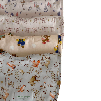 Popo Papa παιδικός βαμβακερός αδιάβροχος μπιμπ για 1–3 ετών, unisex, με σχέδιο καρτούν και λουλούδια, 95% βαμβάκι
