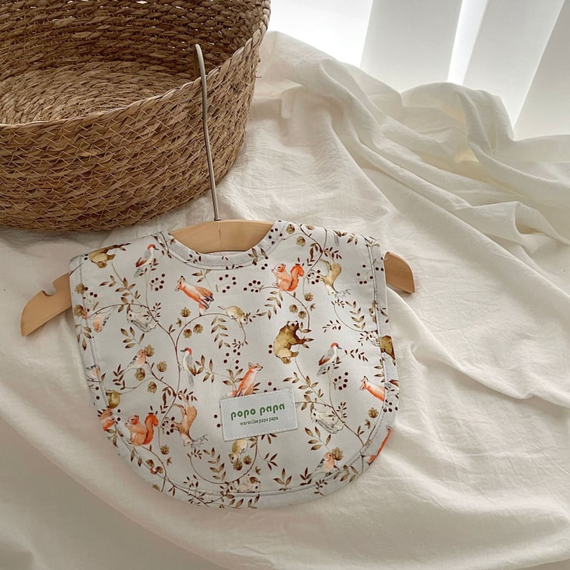 Popo Papa παιδικός βαμβακερός αδιάβροχος μπιμπ για 1–3 ετών, unisex, με σχέδιο καρτούν και λουλούδια, 95% βαμβάκι