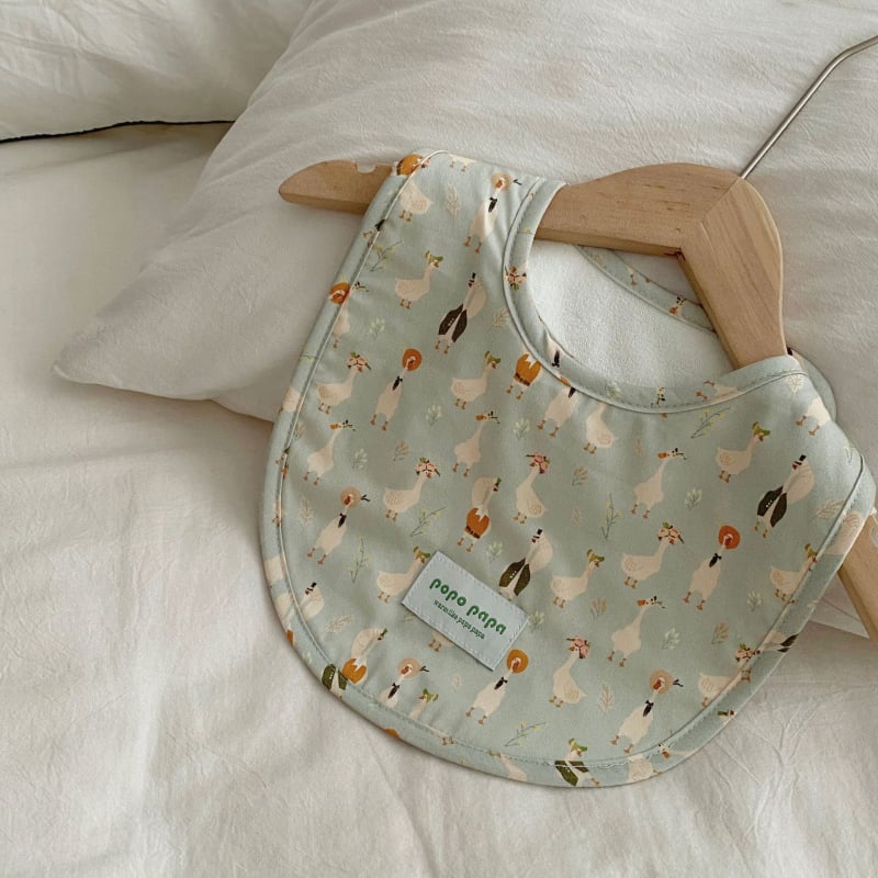 Popo Papa παιδικός βαμβακερός αδιάβροχος μπιμπ για 1–3 ετών, unisex, με σχέδιο καρτούν και λουλούδια, 95% βαμβάκι