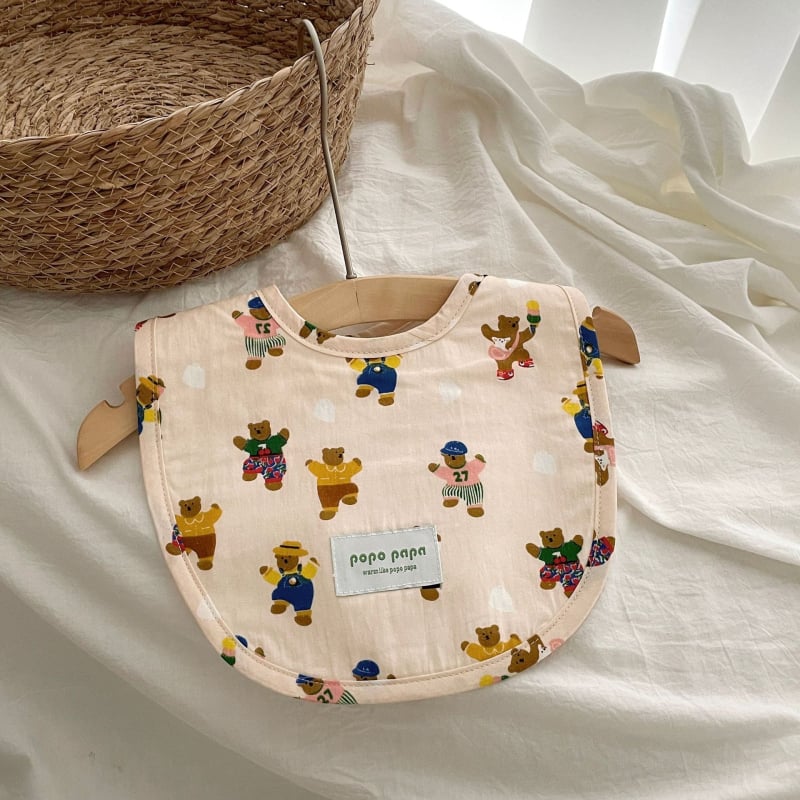 Popo Papa παιδικός βαμβακερός αδιάβροχος μπιμπ για 1–3 ετών, unisex, με σχέδιο καρτούν και λουλούδια, 95% βαμβάκι