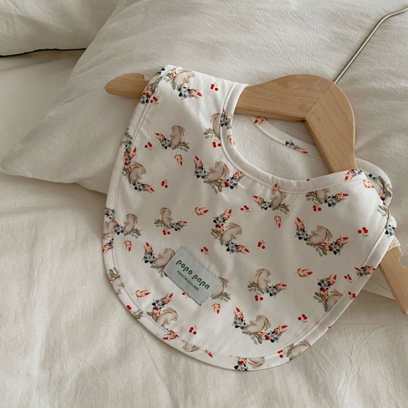 Popo Papa παιδικός βαμβακερός αδιάβροχος μπιμπ για 1–3 ετών, unisex, με σχέδιο καρτούν και λουλούδια, 95% βαμβάκι