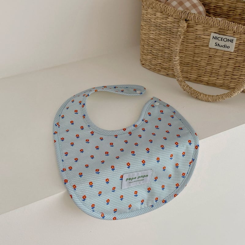 Popo Papa παιδικός βαμβακερός αδιάβροχος μπιμπ για 1–3 ετών, unisex, με σχέδιο καρτούν και λουλούδια, 95% βαμβάκι