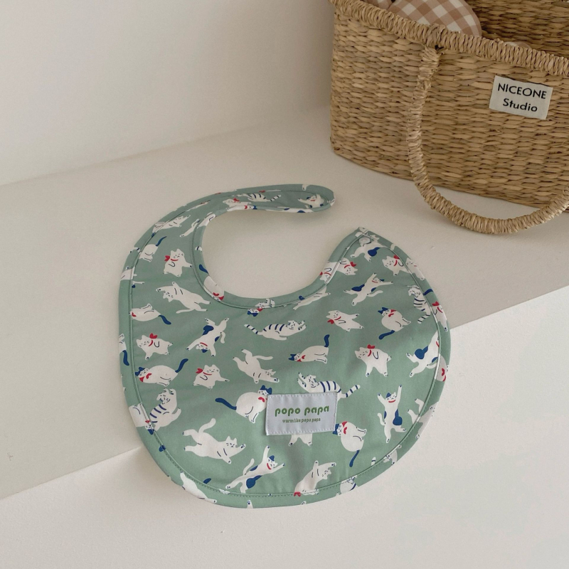 Popo Papa παιδικός βαμβακερός αδιάβροχος μπιμπ για 1–3 ετών, unisex, με σχέδιο καρτούν και λουλούδια, 95% βαμβάκι