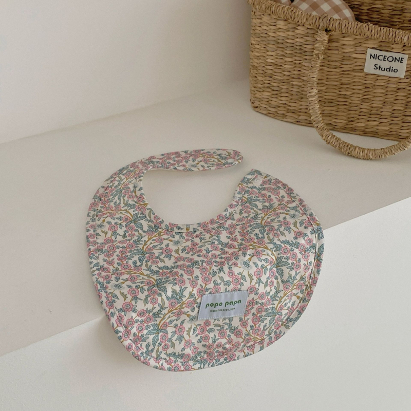 Popo Papa παιδικός βαμβακερός αδιάβροχος μπιμπ για 1–3 ετών, unisex, με σχέδιο καρτούν και λουλούδια, 95% βαμβάκι