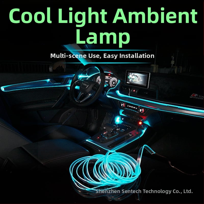 LED vnútorné ambientné svetlo do auta s EL materiálom, studené svetlo, IP67, 3W, 3-12V