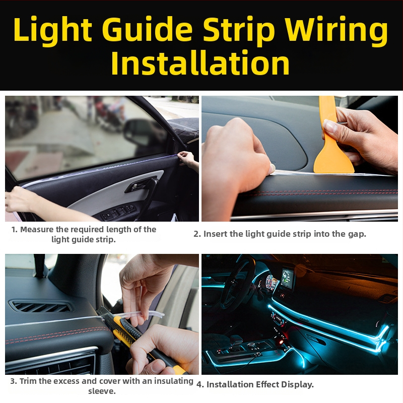 LED vnútorné ambientné svetlo do auta s EL materiálom, studené svetlo, IP67, 3W, 3-12V