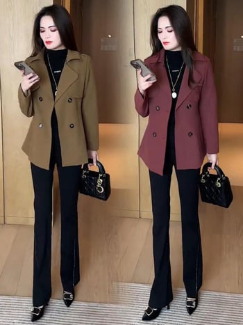 Dámsky slim-fit windbreaker kabát z polyesteru, jednofarebný, polo golier, dvojradové zapínanie, dlhé rukávy