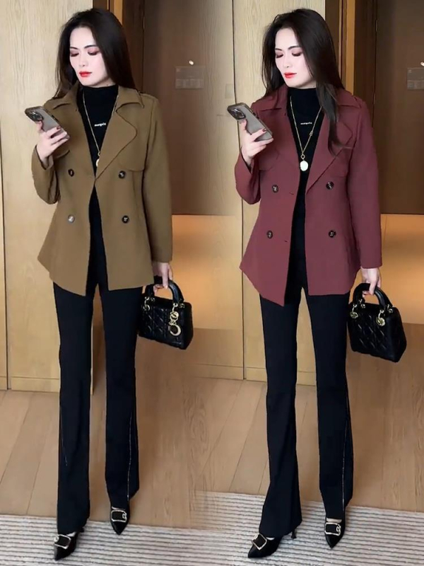 Dámsky slim-fit windbreaker kabát z polyesteru, jednofarebný, polo golier, dvojradové zapínanie, dlhé rukávy