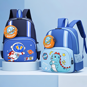 Dječji školski ruksak – astronaut i dinosaur, crtani motiv, najlon, prozračan, ultra lagan, naramenice s zračnom jastukom, za djecu 3–6 godina