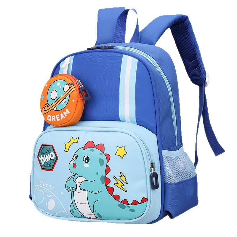 Dječji školski ruksak – astronaut i dinosaur, crtani motiv, najlon, prozračan, ultra lagan, naramenice s zračnom jastukom, za djecu 3–6 godina
