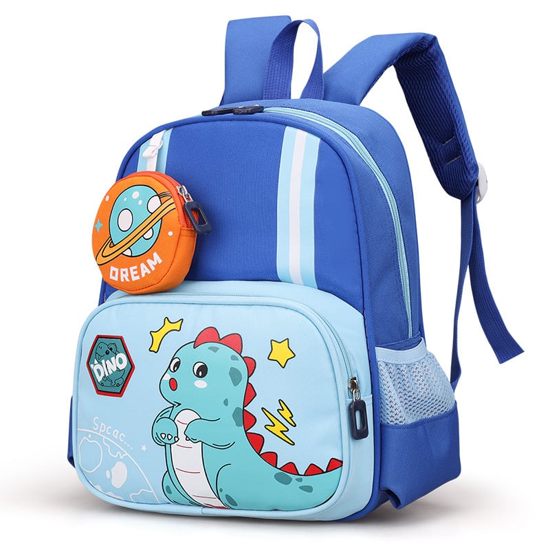 Dječji školski ruksak – astronaut i dinosaur, crtani motiv, najlon, prozračan, ultra lagan, naramenice s zračnom jastukom, za djecu 3–6 godina