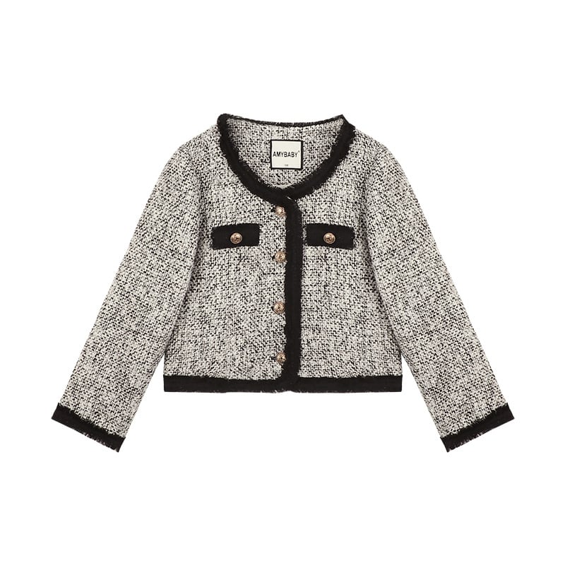 AMYBABY Κοριτσίστικη φούστα – Βαμβακερή φούστα τύπου cake, Chanel-εμπνευσμένο κλασικό στυλ, Χειμώνας 2024, για ηλικίες 3–8 ετών