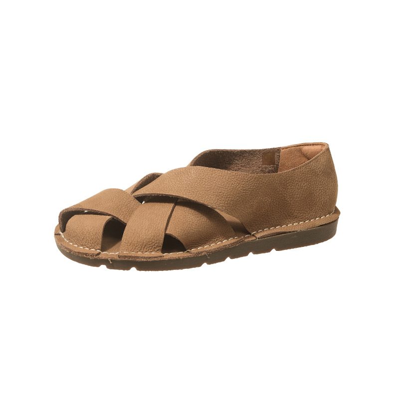 Ženske rimske sandale, PU gornji dio, gumena potplata, retro stil, okrugli vrh, ljeto 2024