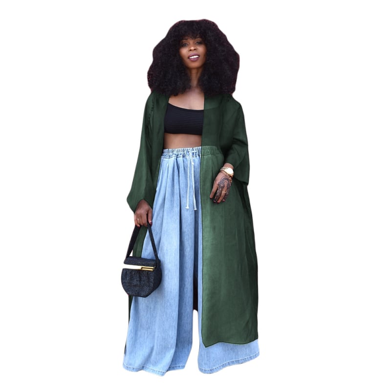 DY6919 Dlhý dámsky cardigan s sieťovým priehľadným materiálom, polootvorený golier, 3/4 rukávy, polyester 90–95%