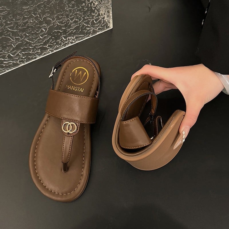 Sandale Clip Toe – Rimski stil, PU gornji dio, gumeni đon, kopča u jednom redu, otporne na habanje