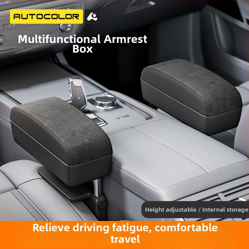 Cutie de depozitare pentru spațiul dintre scaunele din față, din piele – universală, panou 20.5×15×2.8 cm