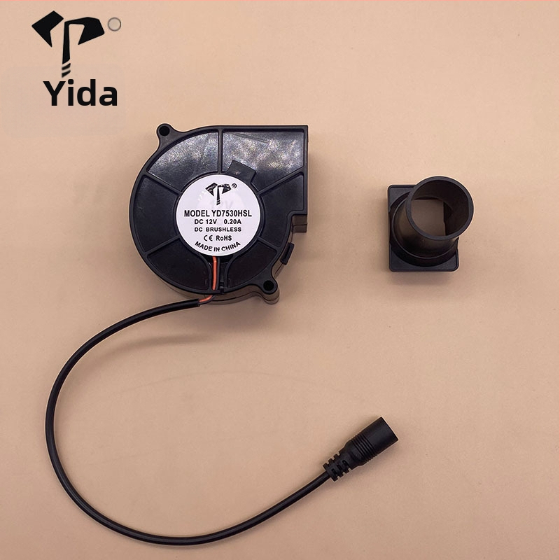 Yida 7530 DC ventilátor do vzduchu, 12V, bočný tok vzduchu, PBT, ventilátor so stredným tlakom