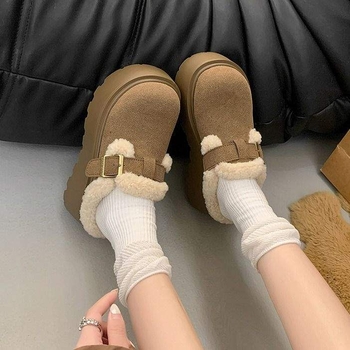 Ženske mule s debelim potplatom i zatvorenim prstom, Birkenstock stil, PU gornji dio, TPR đon, plišana podstava