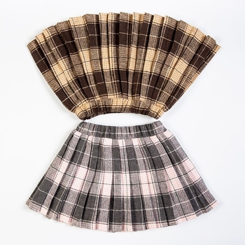 Djevojačka plisirana suknja s naramenicama, viskozni materijal, mrežasti uzorak, proljeće