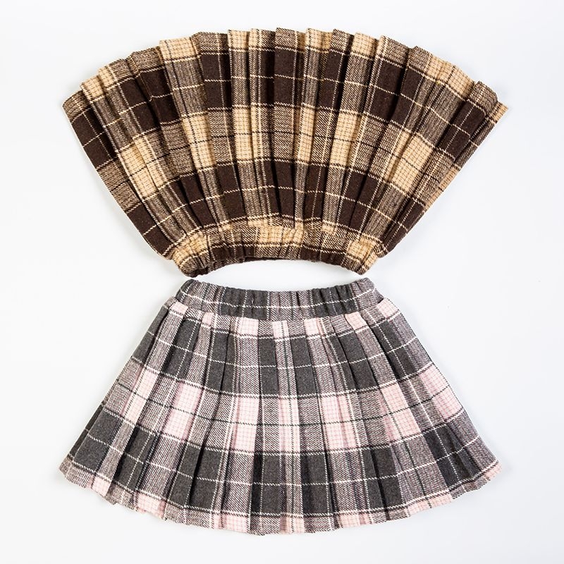 Djevojačka plisirana suknja s naramenicama, viskozni materijal, mrežasti uzorak, proljeće