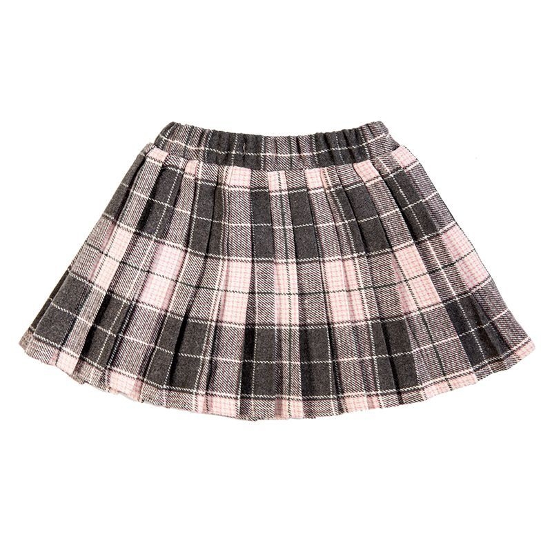 Djevojačka plisirana suknja s naramenicama, viskozni materijal, mrežasti uzorak, proljeće