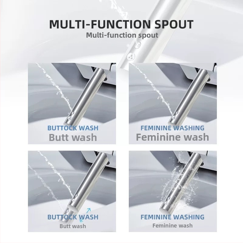 Έξυπνο κάλυμμα λεκάνης τουαλέτας με άμεση θέρμανση, αυτόματο στέγνωμα, πλύση bidet με αυτοκαθαριζόμενο ακροφύσιο, τηλεχειριστήριο, ρυθμιζόμενη απόσταση οπών 13–20 cm