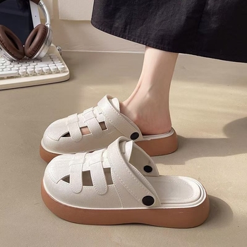 Ženske sandale s debelim potplatom i mrežastim gornjim dijelom, PVC gornji dio i potplat, casual stil, jednobojni uzorak, debljina potplata 0–3 cm, dvostruko nošenje
