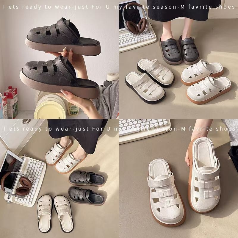 Ženske sandale s debelim potplatom i mrežastim gornjim dijelom, PVC gornji dio i potplat, casual stil, jednobojni uzorak, debljina potplata 0–3 cm, dvostruko nošenje