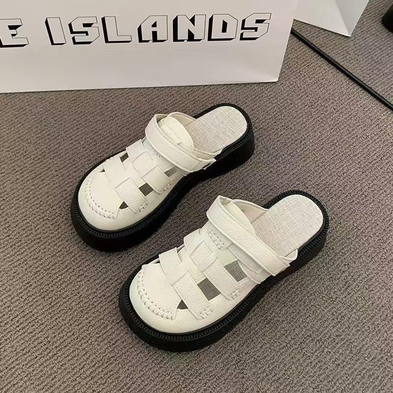 Ženske sandale s debelim potplatom i mrežastim gornjim dijelom, PVC gornji dio i potplat, casual stil, jednobojni uzorak, debljina potplata 0–3 cm, dvostruko nošenje