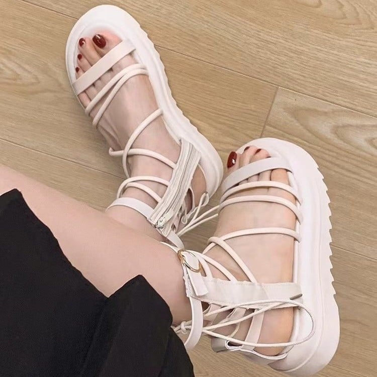 Rimske sandale u akademskom stilu, malu veličinu, platforma, Mori šumski stil