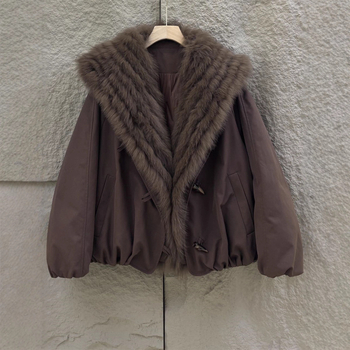 Women’s Parka with Fox Fur Collar, Goose Down Filling, Regular-Length, Winter 2025