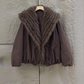 Women’s Parka with Fox Fur Collar, Goose Down Filling, Regular-Length, Winter 2025