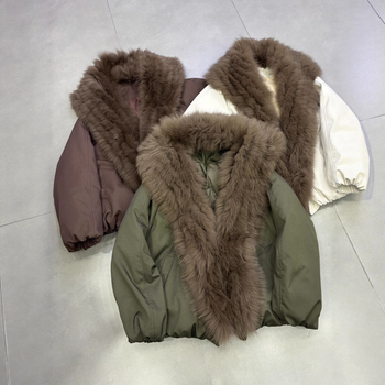 Women’s Parka with Fox Fur Collar, Goose Down Filling, Regular-Length, Winter 2025