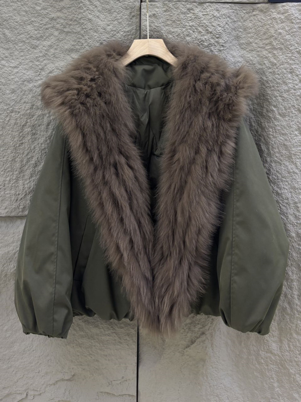 Women’s Parka with Fox Fur Collar, Goose Down Filling, Regular-Length, Winter 2025